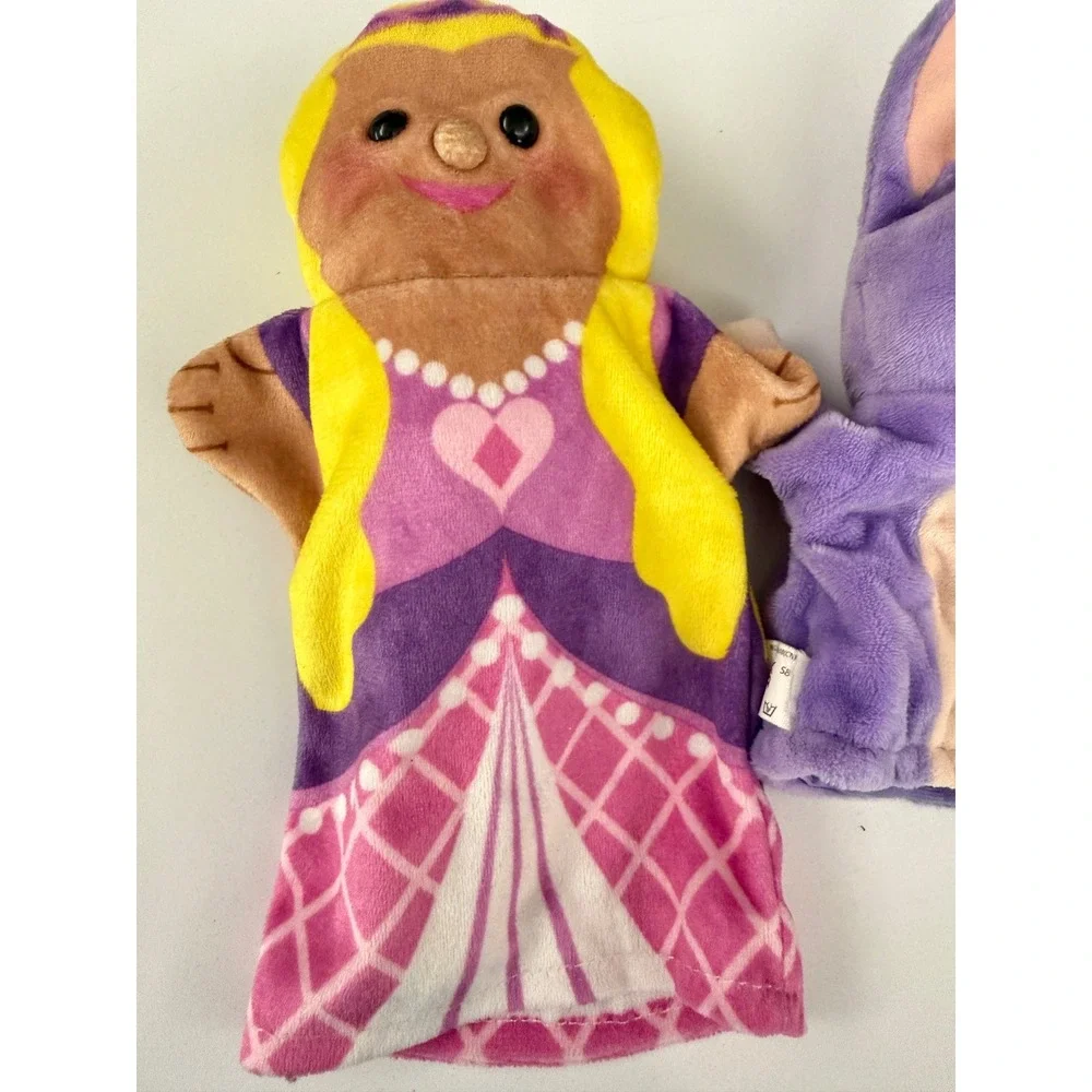 Plush Hand Puppet Set Princess Mermaid and Purple Bunny Storytelling Toys 3pc
